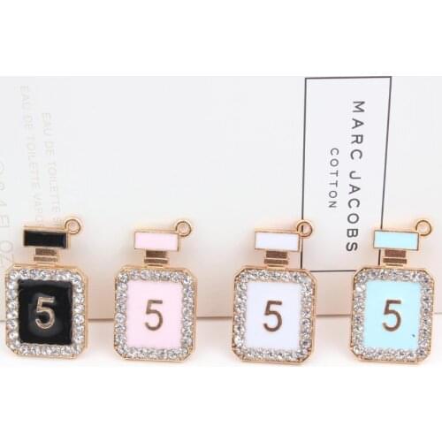 Oil Drop Perfume Bottle Charms 10pcs/lot Rhinestone Metal Pendants Earring Enamel Charms Fashion Jewelry Accessories YZ096