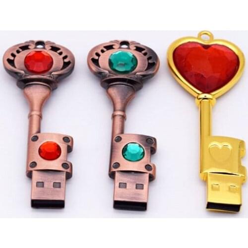 Metal & Gemstone Usb Flash Drive Pendrive 4GB 8GB 16GB 32GB 128MB Memory Stick U Disk USB 2.0 Free Shipping