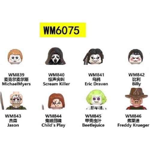 WM6075 Horror Movie Series Halloween Creative Toy Mini Action Figures Building Blocks Model Toys for Children Kids Birthday Gift