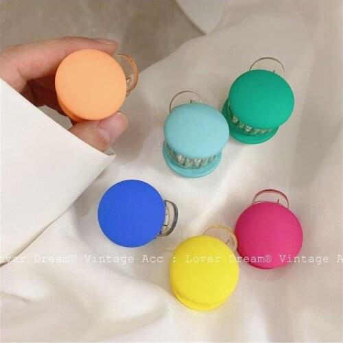 New Macarons Mini Hair Claw Clips Korean Vintage Ins Women Headwear Accessories Plain Color Small Cute Geometric Hair Clamps