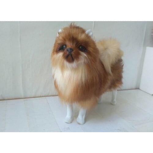 Artificial Pomeranian model polyethylene&furs dark brown dog handicraft about 24x8x20cm 1512