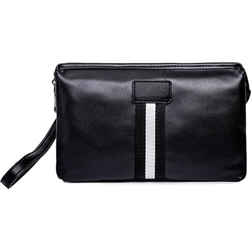 Fashion Business Mens Small Handbag Double layers Clutch Bag Soft Leather Male Wristlet Bag Elegant Leisure Hand Bags Man Pouch