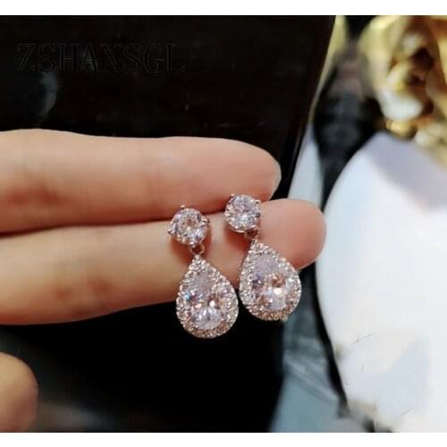 Fashion 925 Silver filled Water Drop Earrings Fashion Long Dangle Earrings For Women Vintage Wedding Jewelry