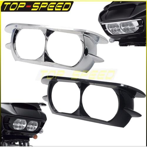 Motorcycle Chrome/Black Dual Headlight Fairing Trim Ring Cover Black For Harley Road Glide Special FLTRXS CVO Road Glide FLTRXSE