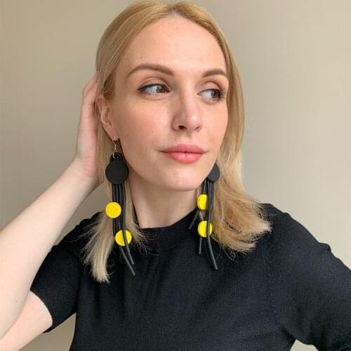 Unusual Drop Earrings For Women Pastel Goth Multicolor Wooden Beads Handmade Long Earring Aesthetic Wood Jewelry Rare Brincos