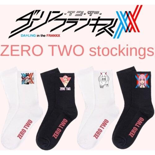 Anime Women Sock ZERO TWO Ladies Socks Crew White Lovers Unisex Warm Casual Cotton Sox Girls Autumn Winter Lady Trendy Skarpetki