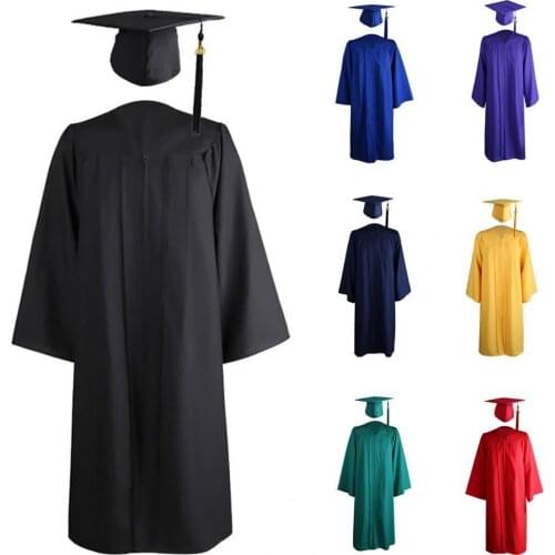 2021 New Unisex Adult Graduation Gown Robes Cap Clothing Set For High School University Academic Dress Collage Student Uniform