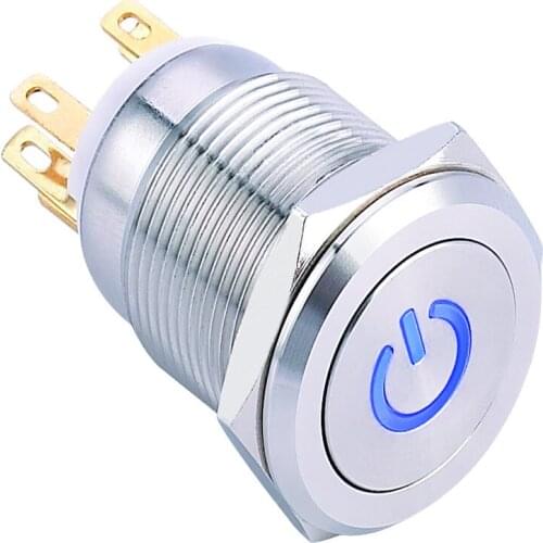 ELEWIND 19mm singal pole Button switch with light(PM193F-11DT/B/12V/S)
