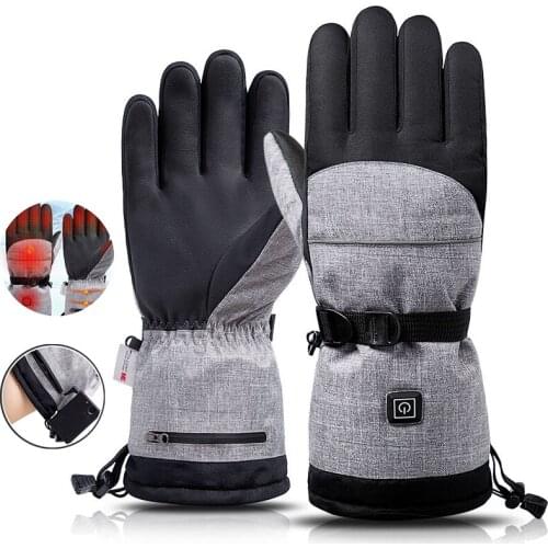 Electric Heating Gloves Snowmobile Snowboard Ski Gloves Snow Mittens Windproof Waterproof Warm Men Women Snowboarding Skiing