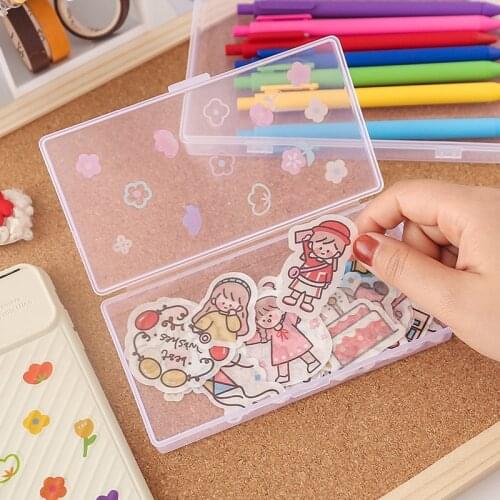 Transparent Desktop Organizer Pencil Box Plastic Desk Storage Box Classification Box School Office Stationery 2Pcs