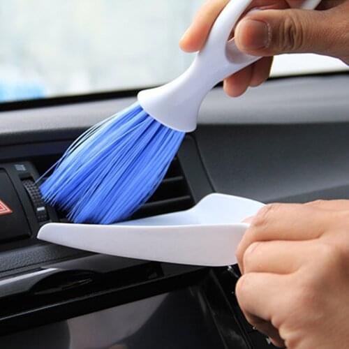 Car Clean Brush Mini Broom Dustpan Set for Air Conditioner Vent Slit Brush Dusting Blind Keyboard Cleaning Washer