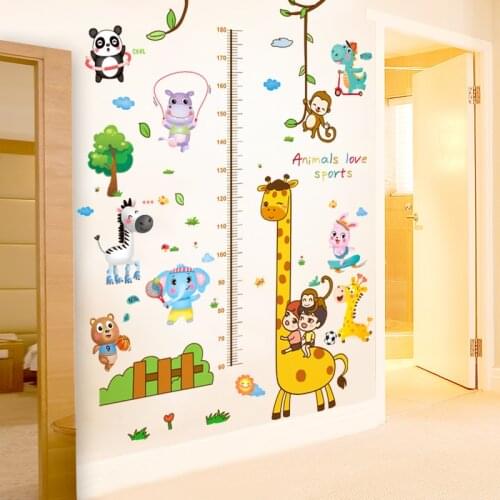 [SHIJUEHEZI] Sports Animals Wall Stickers DIY Height Measure Wall Decals for Baby Bedroom Kids Rooms Nursery Home Decoration