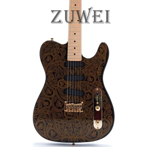 Custom Shop TL Electric Guitar Water Transfer Top Gold Hardware Strings Thru Body High Quality Products