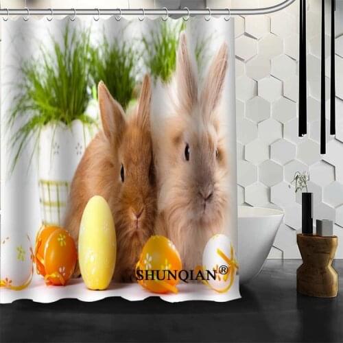 Cute Rabbit Shower Curtains Polyester Bathroom Waterproof Bath Curtain Size 150X180cm165X200cm180X200cm