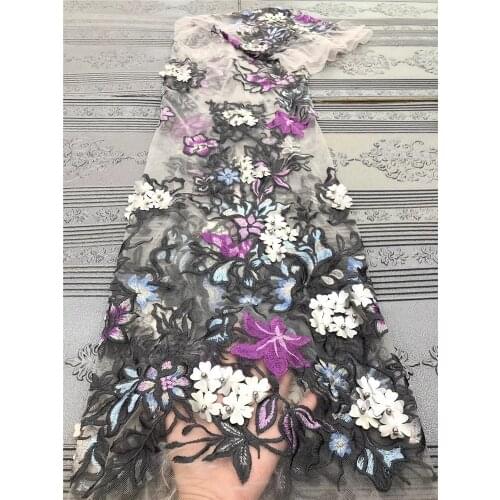 High-quality 3D appliques with beads, exquisite flat embroidery French tulle lace, African lace fabric, Nigerian style lace dres