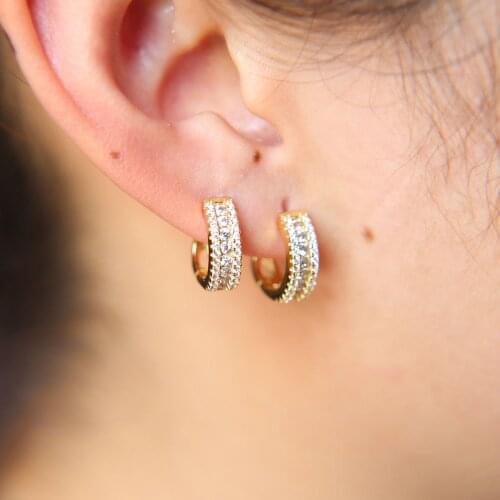 2021 New Style Luxury Big Circle Austrian Pave Full Shiny Clear CZ Earring For Women Fashion Party Elegant Stud Earrings Jewelry