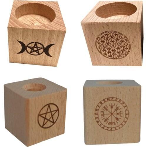 1 Pair Candlestick Runes Ritual Light Holders Witchcraft Supplies