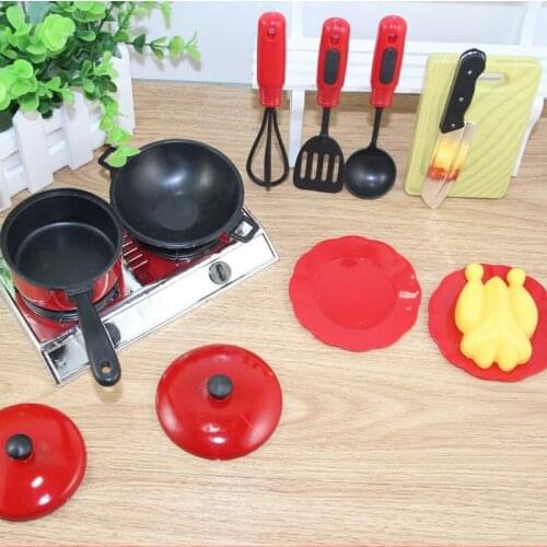 13 Set/LOT Handle Pan Mini Kitchen Cookware Pot Pan Kids Pretend Cook Play Grill Pan T0.2