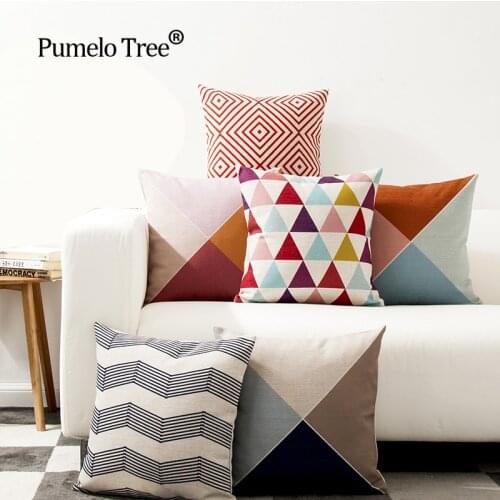 Red Striped Cushion Cover Geometric Decorative 45x45cm Throw Pillows Case For Sofa Seat Creative Decoration Cushions For sofa