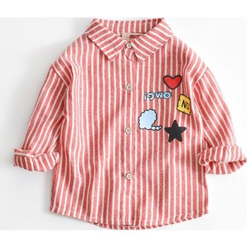 2017 children girls new spring blouses Kids spring casual cartoon letters striped blouse for girls 3-8 years
