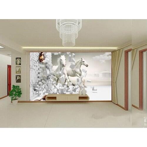 Custom horse wallpaper 3D, Pentium horse for living room bedroom TV background wall waterproof silk cloth papel de parede