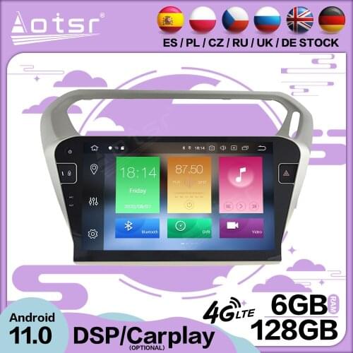 6+128G Carplay Android 11 For Peugeot 301 2013 2014 2015 2016 Multimedia GPS Video Player Radio Receiver Audio Stereo Head Unit
