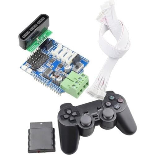 Wireless Gamepad for PS2 Controller+ 4 Channels Motor Driver Servo Expansion Board for Arduino UNO R3 Mecanum Wheel Robot
