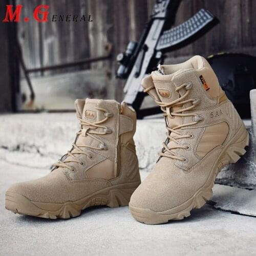 High Top Military Shoes Men Outdoor Desert Working Boots Tactical Lace Up Mens Work Boots Mens Platforms Army Sneakers Man D05