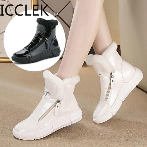 Winter Platform Boots Women Sneakers Shoes Woman High Top Casual Shoes Wedge Zipper Booties Warm White Botas Mujer Invierno