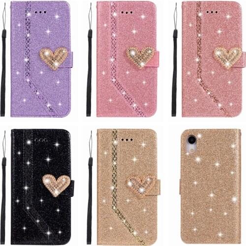 PU Leather Wallet Case For Huawei P40 Pro For Galaxy S20 A51 A71 A70 A50 A30 Parkle Heart Love Bling Diamond Glitter Cover 50PCS