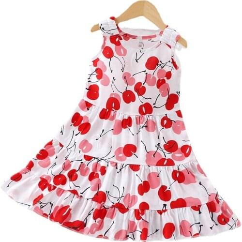 Hylidge 3-8 Yrs Children Kids Tank Dress Summer Maxi Dress Child One-Piece Dress Fashion Sun Flower Girls Princess Layered Dress