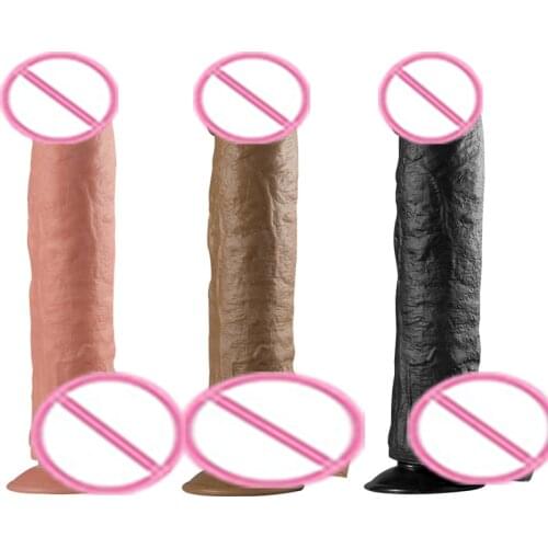 Women Stimulate Clitoris Realistic Skin Female Sex Masturbators Huge Penis Love Dildo With Sucker