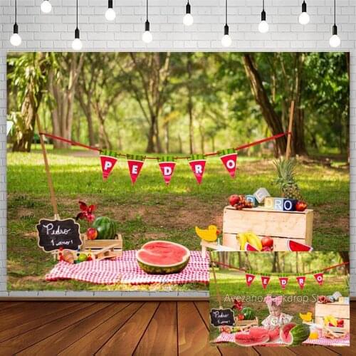 Avezano Watermelon Backdrops Birthday Baby Shower Fruit Banana Juice Outing Newborn Photography Background Photocall Decor Props