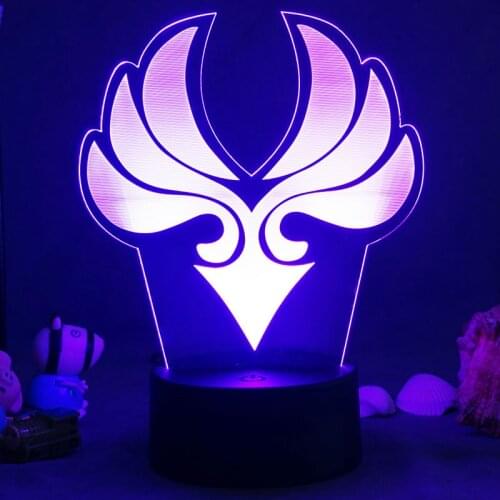 Genshin Impact 7 Element Weapons Eye of God Stand Model Plate Led Night Light Lamp Children Bedroom Decoration Birthday Gift Toy