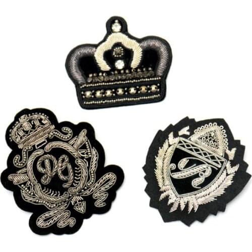 Indian Thread Embroidery Big Brand Crown Badge Cloth Stickers Autumn And Winter Clothing Leather Jacket Bags Decoration Badges