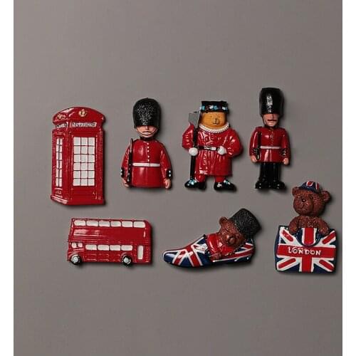 Creative London Tourist Souvenirs Fridge MagnetsBear Phone Booth Bus Landmark Building Refridgerator Magnetic Sticker Decoration