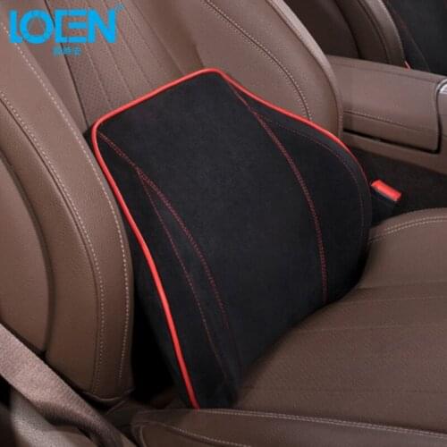 LOEN 1PCS Suede Car Seat Lumbar Supports Back Cushion Pillow Headrest Breathable Memory cotton for toyota ford hyundai honda