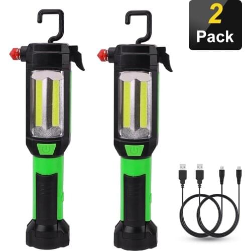Magnetic Working Light COB LED Flashlight USB Rechargeable Torch Outdoor Lighting Car Repair Lamp Portable Hammer Emergency Tool