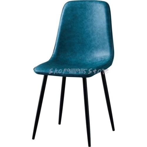 Nordic Dining Chair Modern Restaurant Ins Net Red Light Luxury Leather Chair Simple Household Soft Bag Back Chair Iron Stool Cha