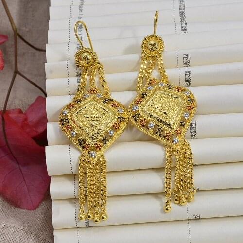 Ethiopian Dubai New Gold Color Earrings For Women Trendy Round Geometric Statement Dubai Afraic Earrings Fashion Earrings
