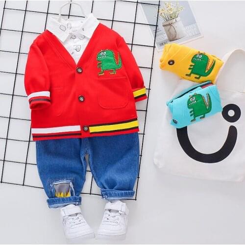 Baby Boys Clothes Toddler Infant Clothing sport Dinosaur Coats T Shirt Pants 3Pcs/Sets Children Costume High Quality Kids Suits