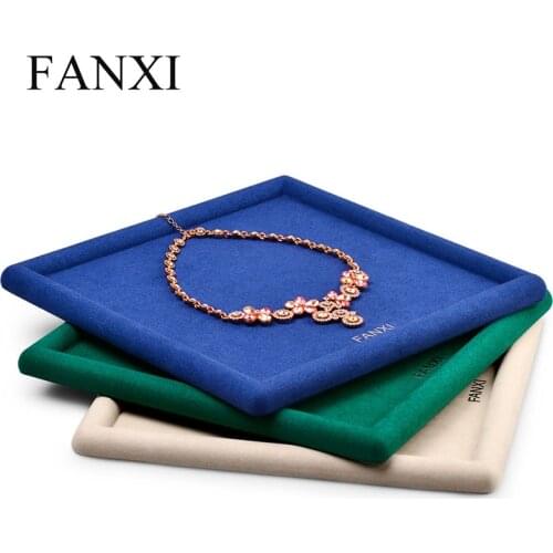 Oirlv Jewelry Tray Velvet Ring Necklace Display Stand Green&Blue Jewelry Organizer Tray Bracelet Display Holder