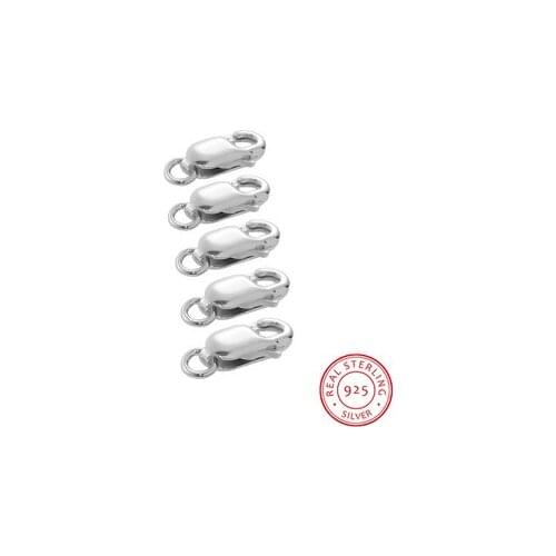 Sterling Silver Lobster Clasp Findings Silver Color W/ Closed Soldered Jump Ring 14mm( 4/8") x 5mm( 2/8"), 2 PCs