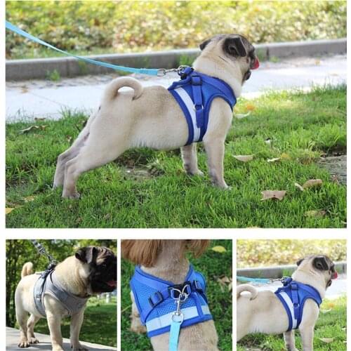 New Dog Cat Harness Pet Adjustable Reflective Vest Walking Lead Leash for Puppy Polyester Mesh Harness for Small Medium Dog