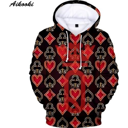 Creative Design KING QUEEN Hoodies Men/Women Sweatshirts Hoody 3D Funny Playing Cards Poker Boy/Girl Pullovers fashion Clothes