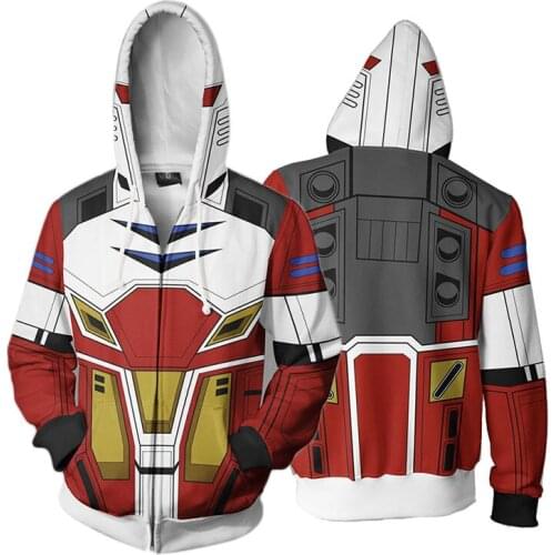 Japanese Anime Gundam Hoodie Cosplay 3D Printed Hooded Jacket Autumn Unisex Long Sleeve Sweatshirt Zipper Hoody Dropshipping