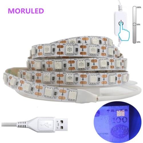 UV Led Strip light 5050 2835 SMD 60leds/m 395-405nm USB/Battery Power Ultraviolet Ray LED Diode Ribbon Purple Flexible Tape lamp