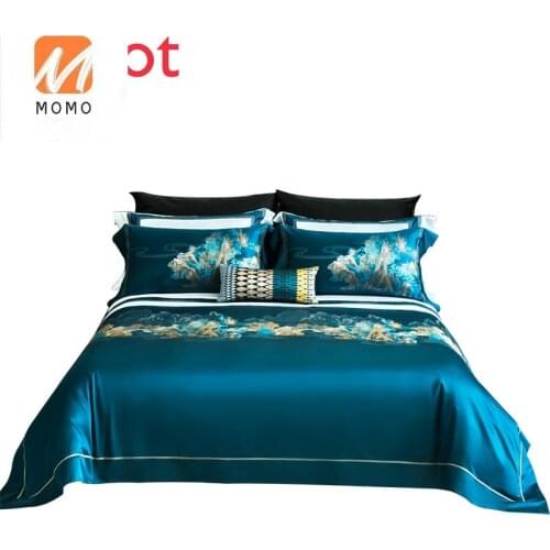 High-End Silk Embroidery Four-Piece Yarn-Dyed Jacquard Mulberry Silk Kit Comforter Bedding Sets Bedding Set