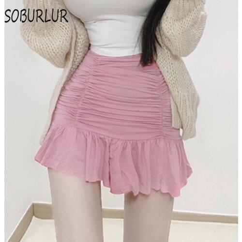 SOBURLUR BF Korean Style Womens Suits with Mini Skirt School uniform High-Waisted Fashion All-match Aesthetic skirts Summer New