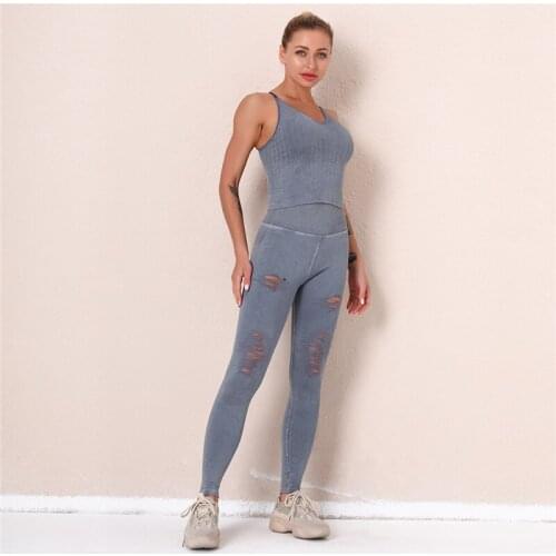 Women Running Sportswear Fitness Gym Suits 2 Pcs Hollow Mesh Leggings+Stripes Top Seamless Suits 2021 New Push Up Tracksuits